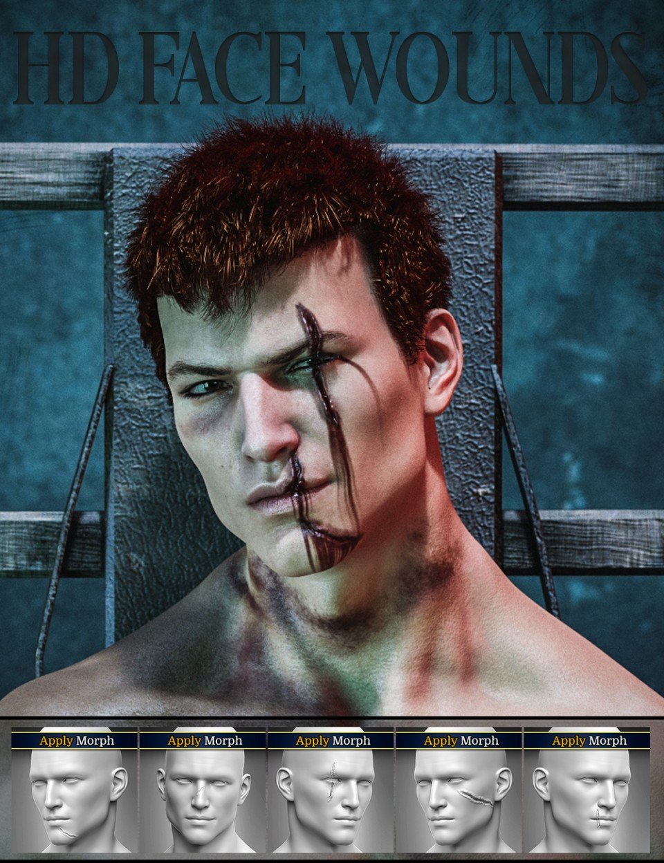 HD Face Wounds for Genesis 3 & 8 Male(s)_DAZ3DDL