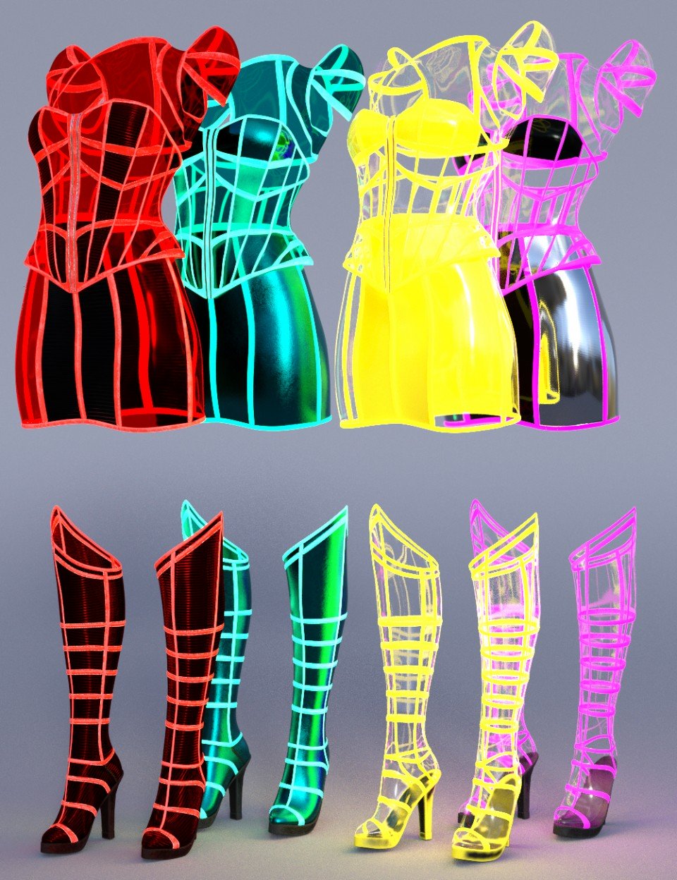 Neon Dream Outfit Textures_DAZ3D下载站