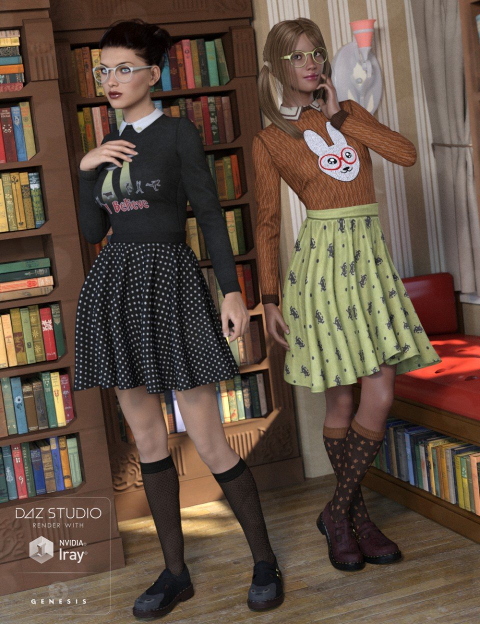 Nerdy Girl Outfit for Genesis 3 Female(s) + Textures_DAZ3DDL