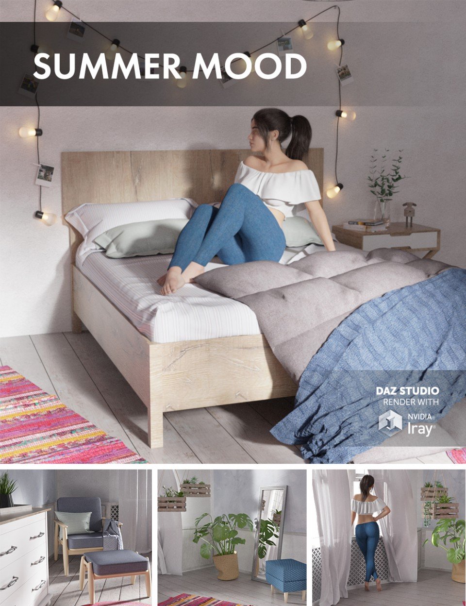Summer Mood Bedroom_DAZ3D下载站