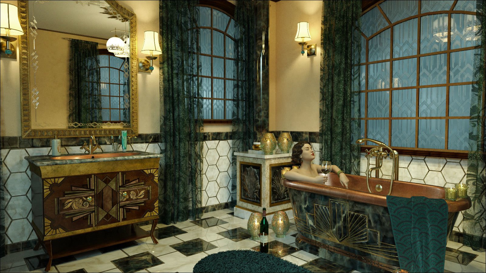 The Art Deco Bath_DAZ3D下载站