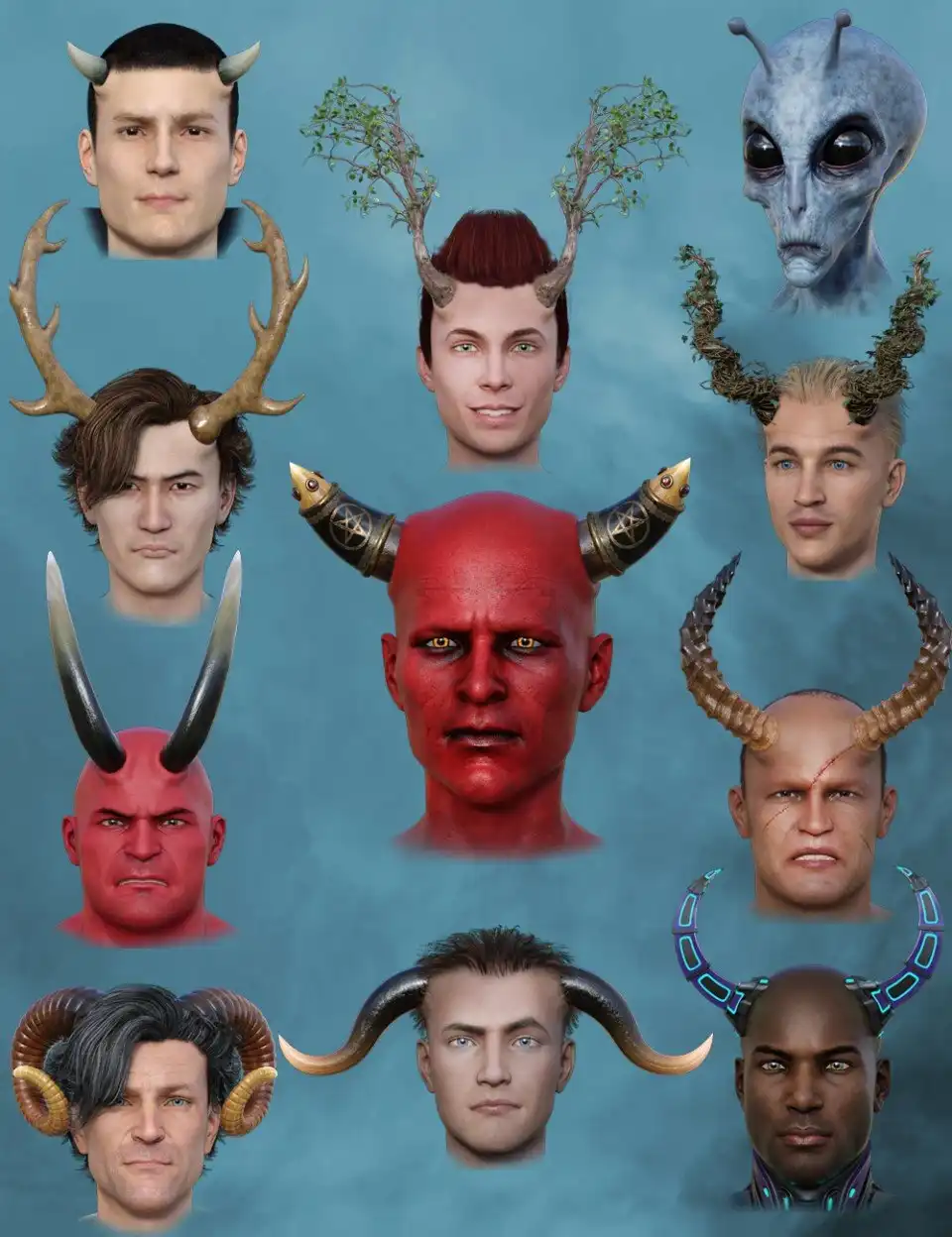 Universal Horns for Genesis 8 Male(s)_DAZ3DDL