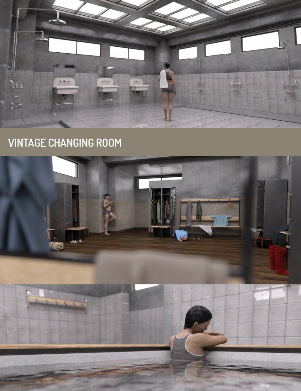 Vintage Changing Room and Props_DAZ3D下载站