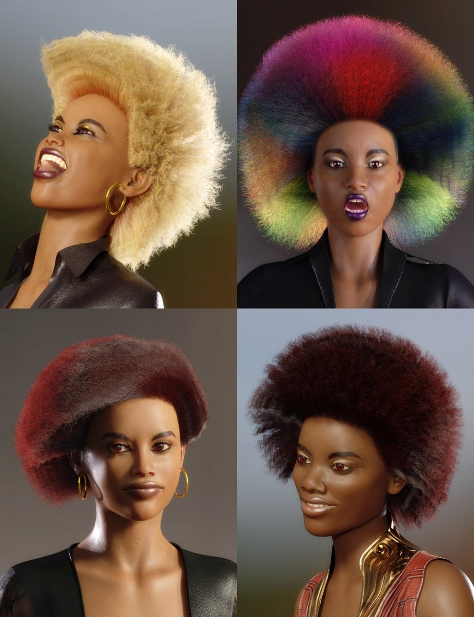 dForce African Hair for Genesis 8 Female_DAZ3D下载站