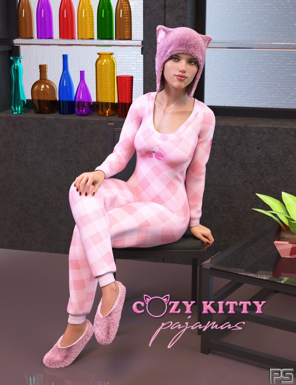 dForce Cozy Kitty PJ for Genesis 8 Female_DAZ3D下载站