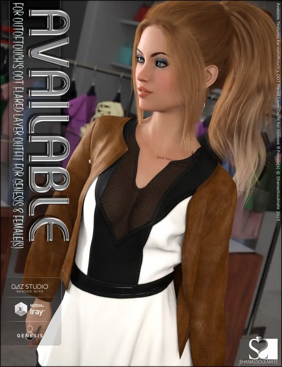 dForce Flared Layer Outfit Available Textures_DAZ3D下载站