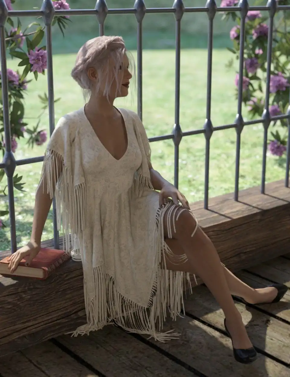 dForce Fringed Breezy Dress for Genesis 3 and 8 Female(s)_DAZ3D下载站