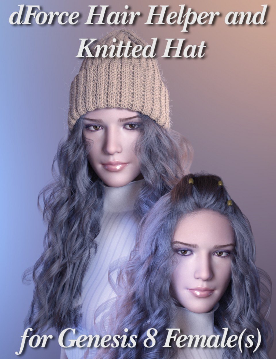 dForce Hair Helper and Knitted Hat_DAZ3D下载站