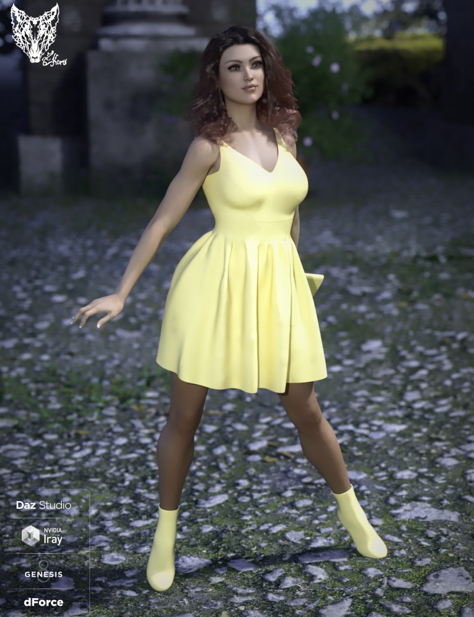 dForce Inocencia Dress Outfit for Genesis 8 Female(s)_DAZ3D下载站