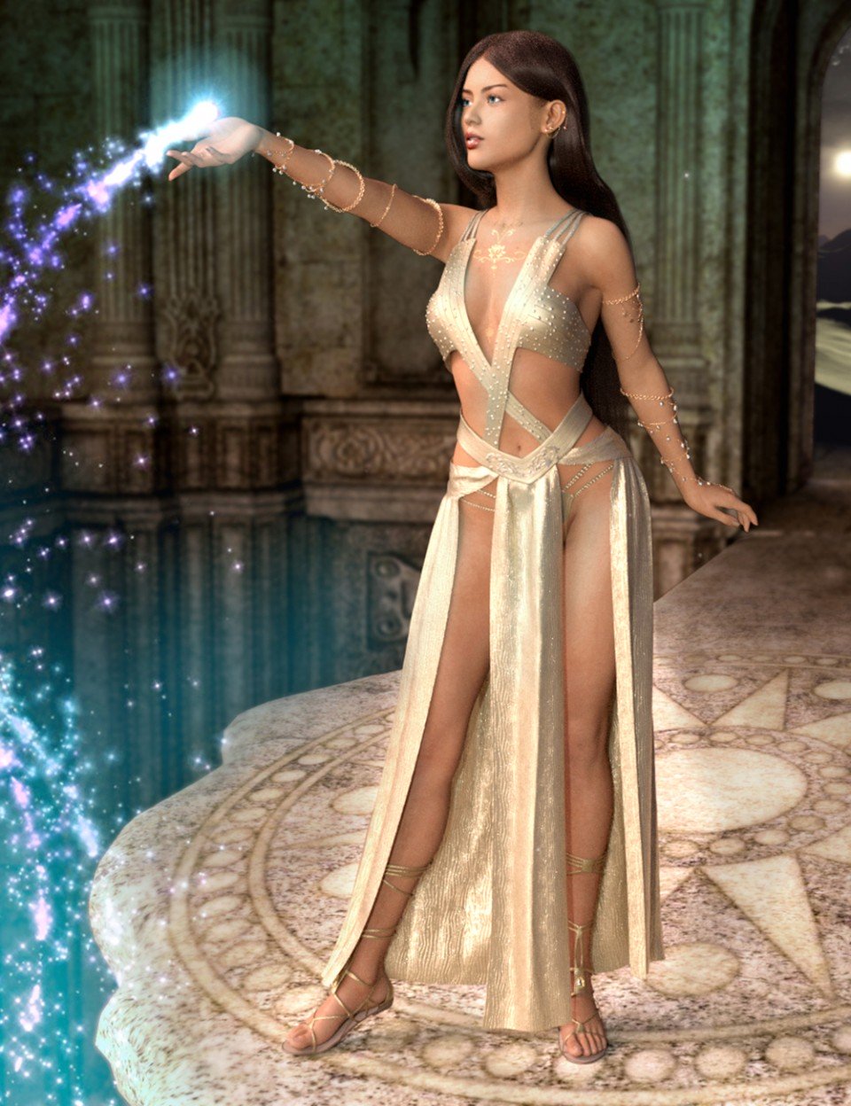 dForce Priestess of Light Outift for Genesis 8 Female(s)_DAZ3D下载站