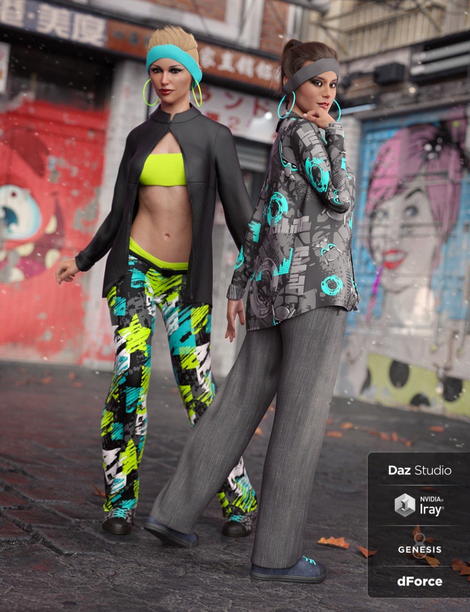 dForce Street Smarts Girl Outfit Textures_DAZ3DDL