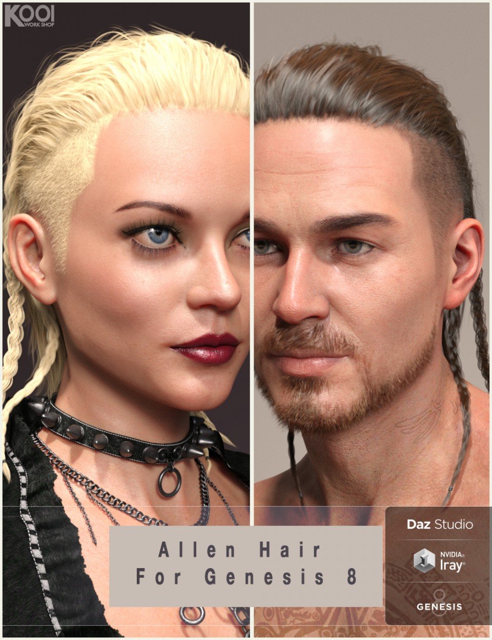 Allen Hair For Genesis 8_DAZ3D下载站