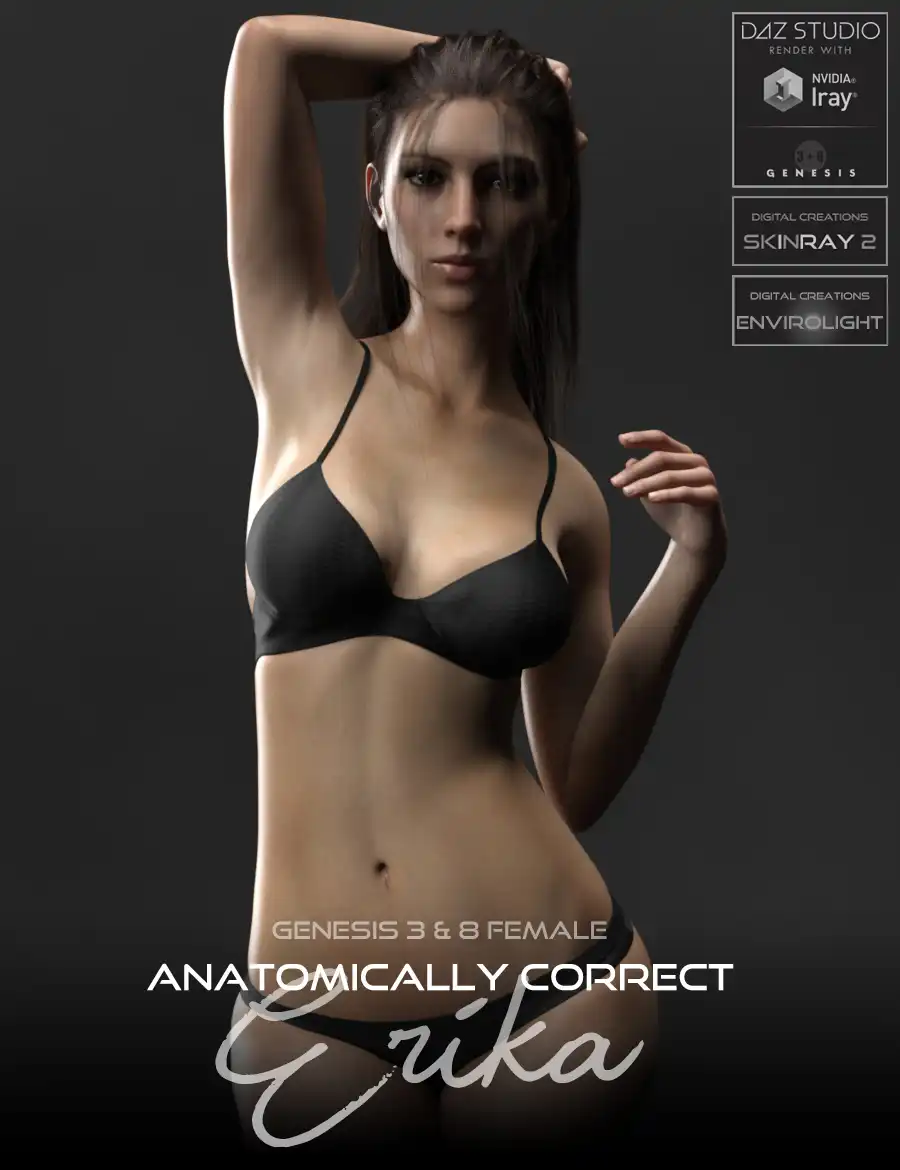 Anatomically Correct: Erika for Genesis 3 and Genesis 8 Female_DAZ3D下载站