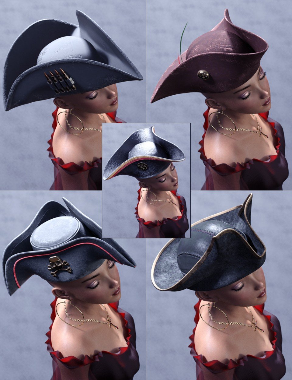 Arrr Pirate Hats Genesis 8 Male & Female_DAZ3D下载站