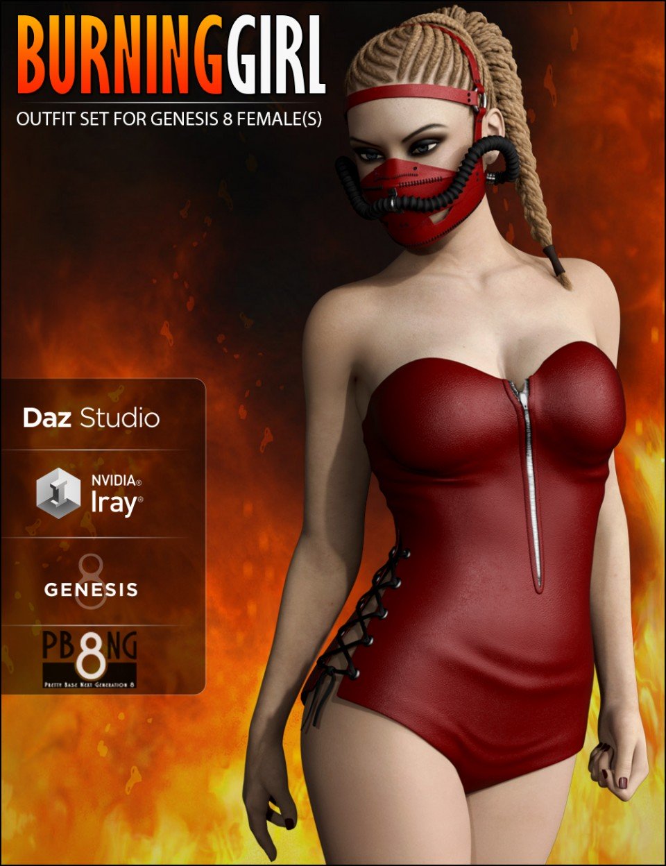 Burning Girl Outfit Set for Genesis 8 Female(s)_DAZ3D下载站