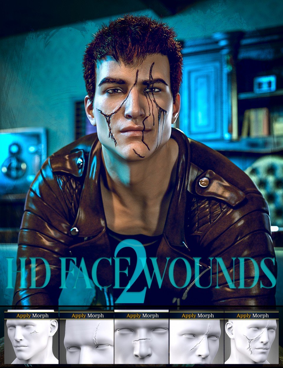 HD Face Wounds 2 for Genesis 3 and 8 Male(s)_DAZ3DDL