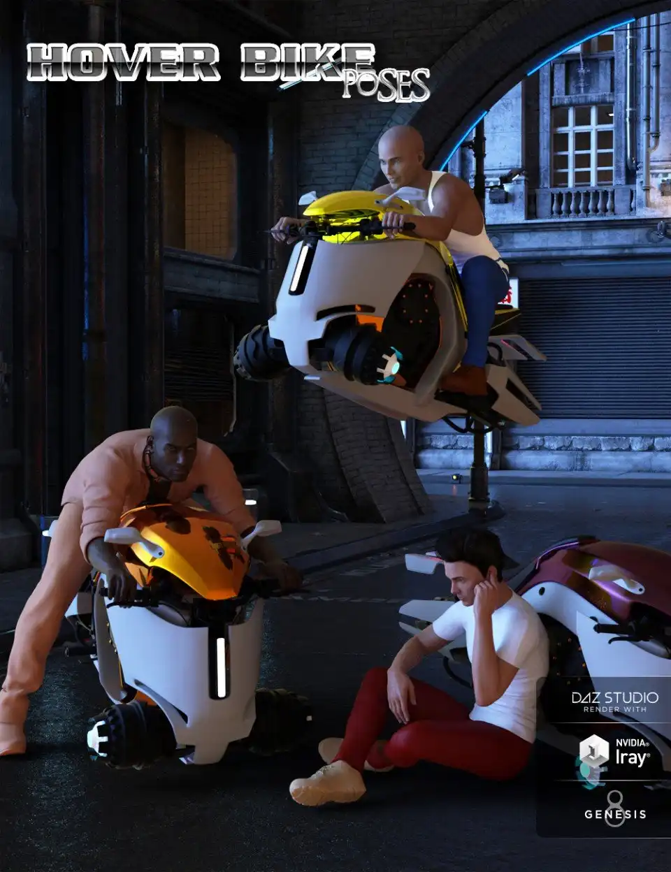 Hoverbike Poses for Genesis 8 Male(s)_DAZ3D下载站