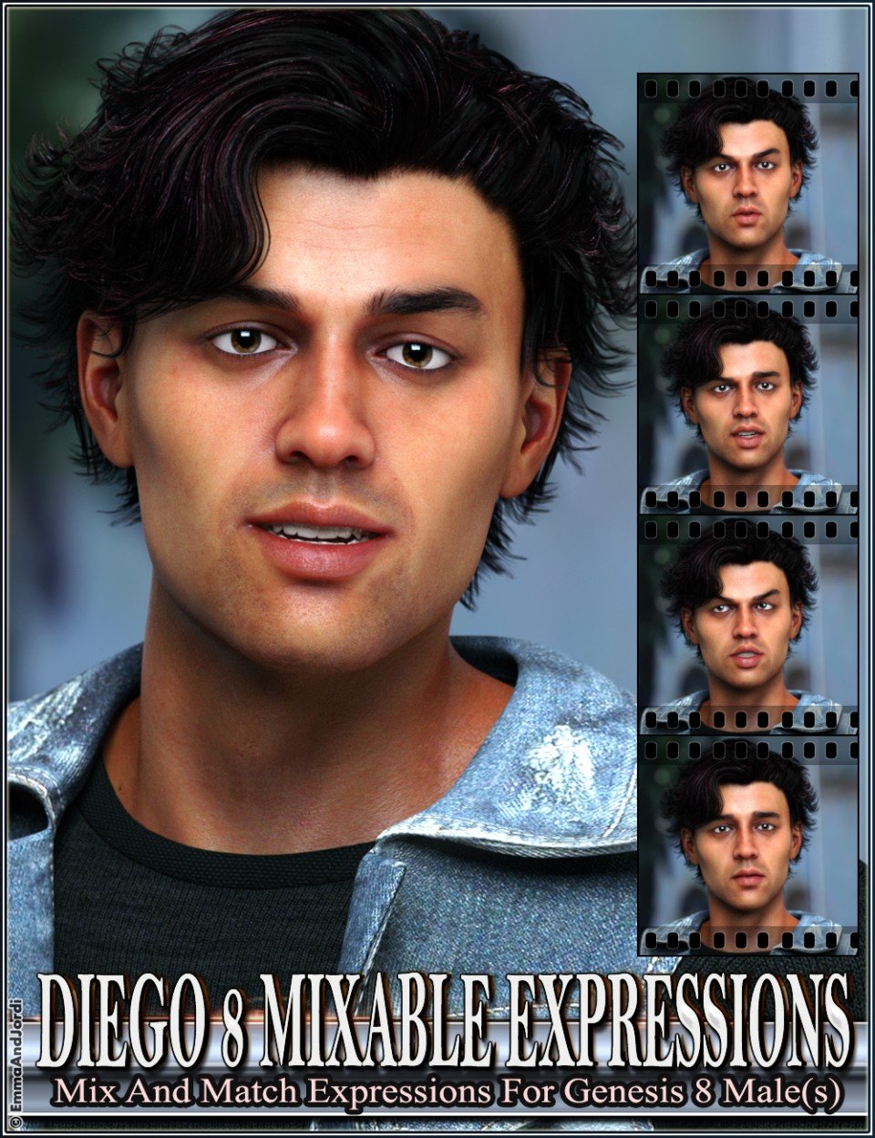 Mixable Expressions for Diego 8 and Genesis 8 Male(s)_DAZ3D下载站
