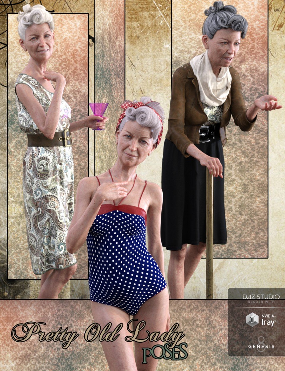 Pretty Old Lady Poses for Mabel 8 and Genesis 8 Female_DAZ3DDL