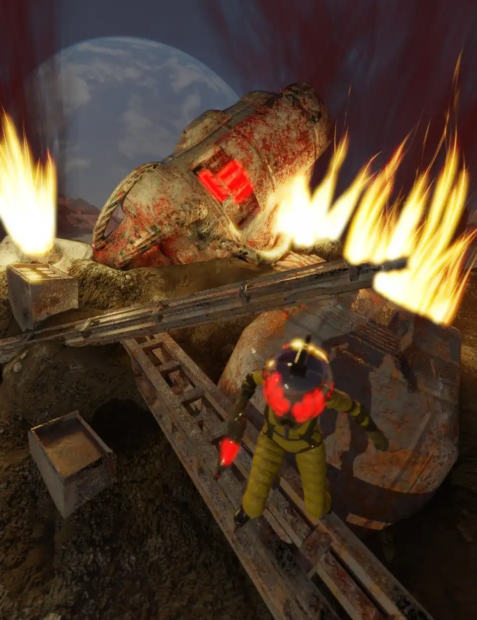 Retrospace Battered Crash Site Scene Kit_DAZ3DDL