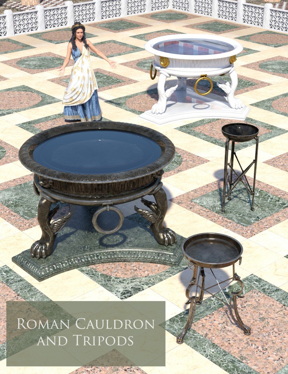 Roman Cauldron and Tripods_DAZ3D下载站
