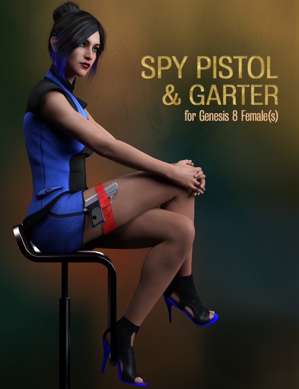 Spy Pistol and Garter for Genesis 8 Female_DAZ3D下载站