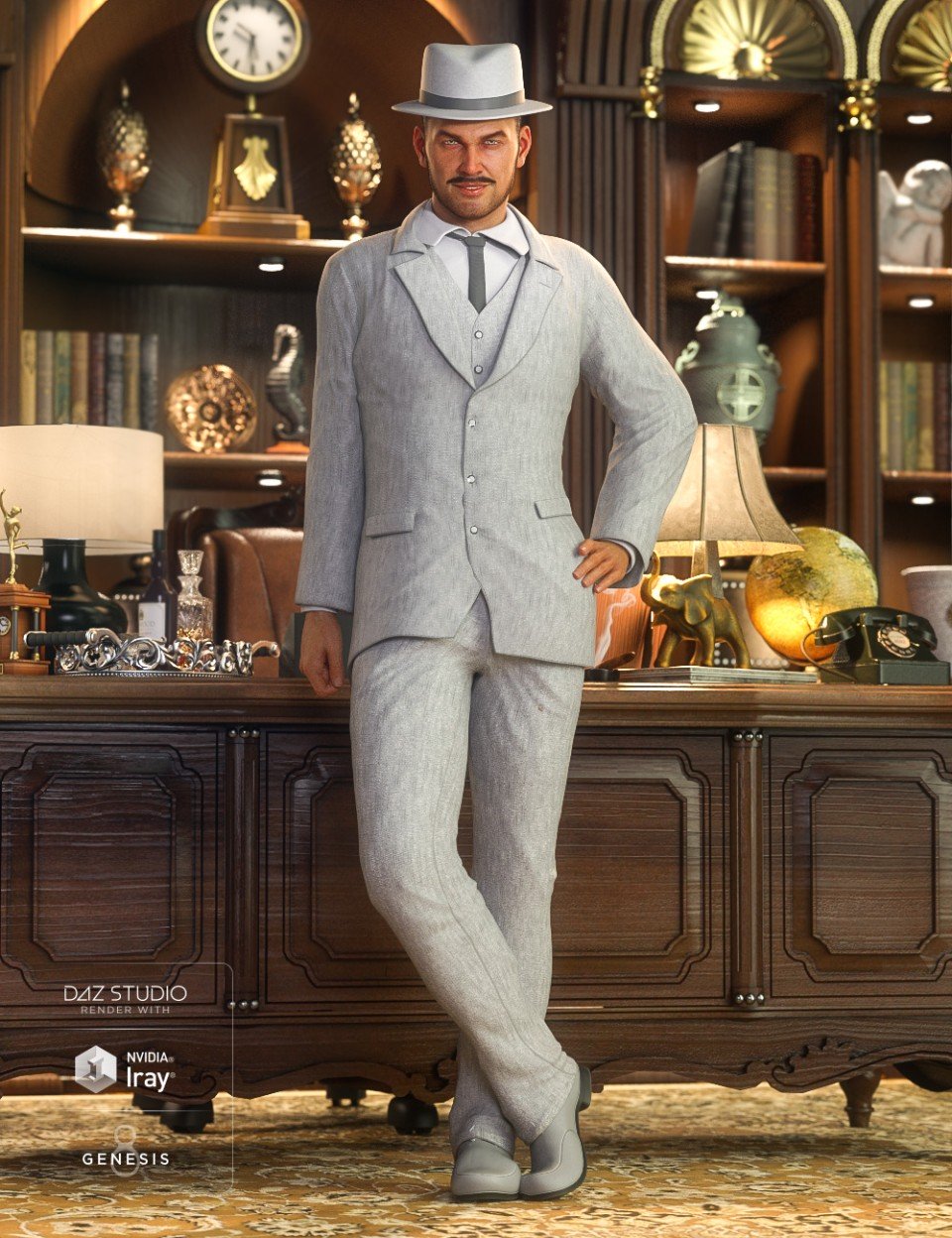 The Chairman HD Outfit for Diego 8 and Genesis 8 Male(s)_DAZ3D下载站