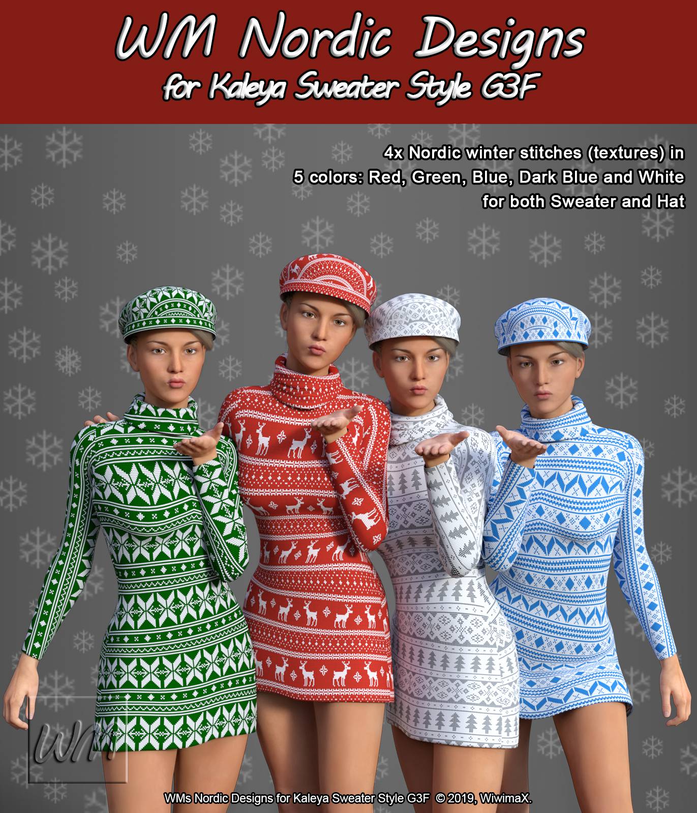 WMs Nordic Designs for Kaleya Sweater Style G3F_DAZ3D下载站