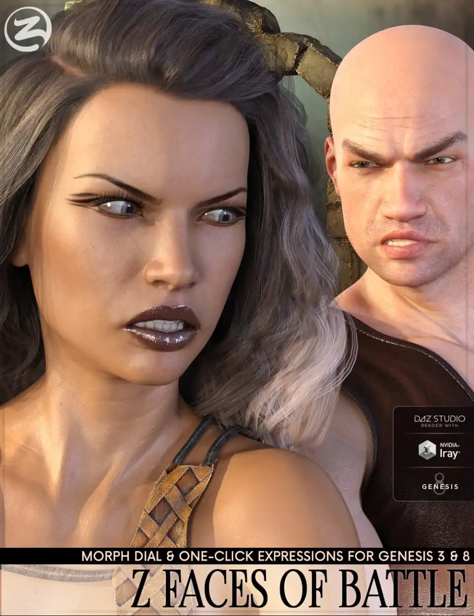 Z Faces Of Battle – Dialable and One-Click Expressions for Genesis 3 and 8_DAZ3D下载站