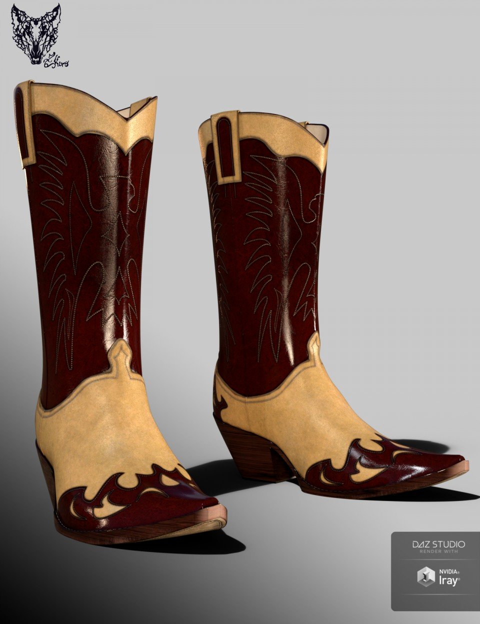 ZK Country Boots for Genesis 3 and 8 Female(s)_DAZ3D下载站