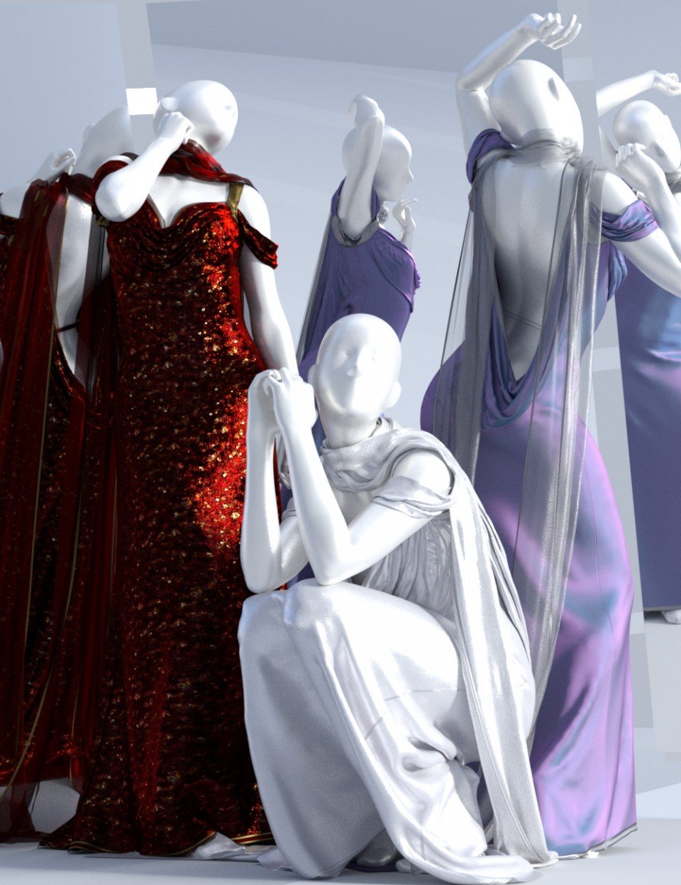 dForce Aquarius Gown for Genesis 3 and 8 Female(s)_DAZ3D下载站