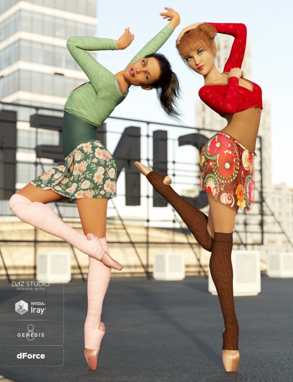 dForce Ballet Practice Outfit Textures_DAZ3D下载站