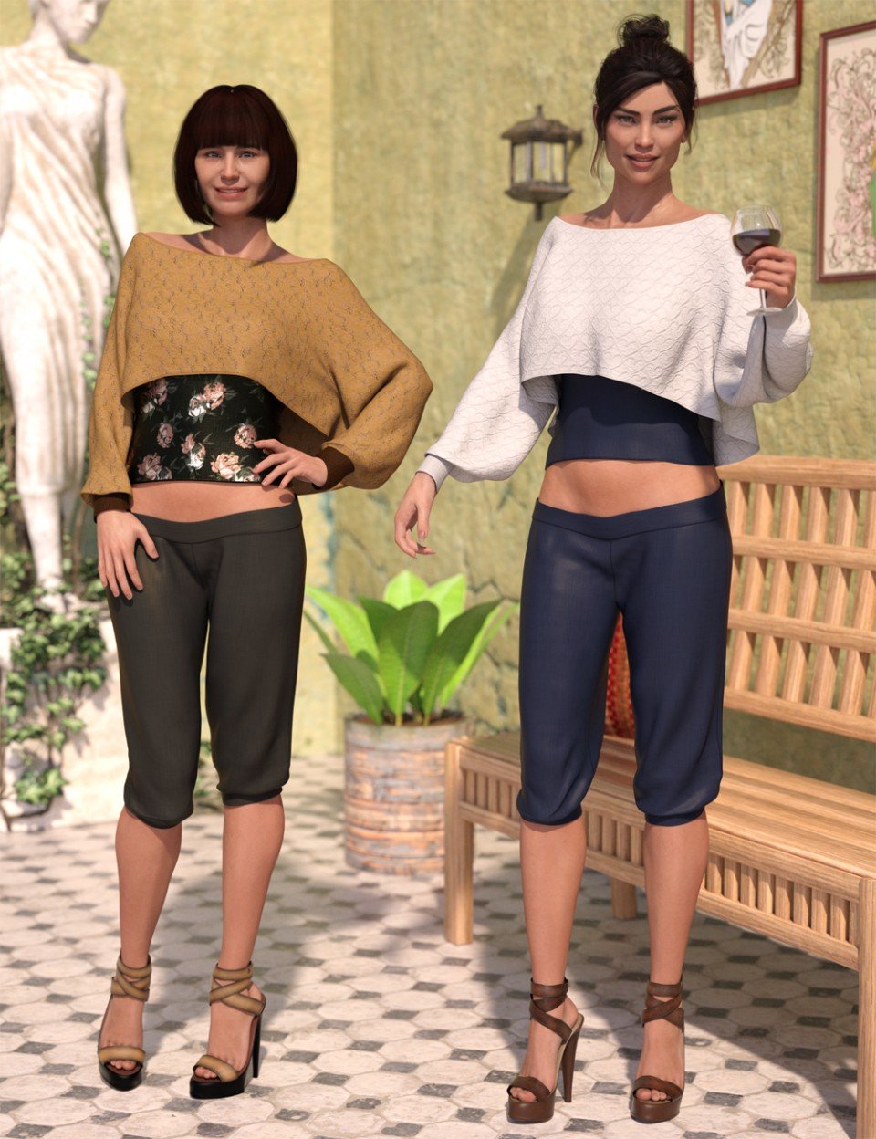 dForce Casual Chic Outfit Textures_DAZ3D下载站