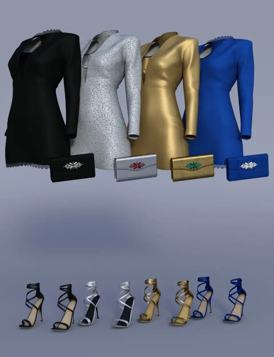 dForce Chic Club Outfit Textures_DAZ3D下载站