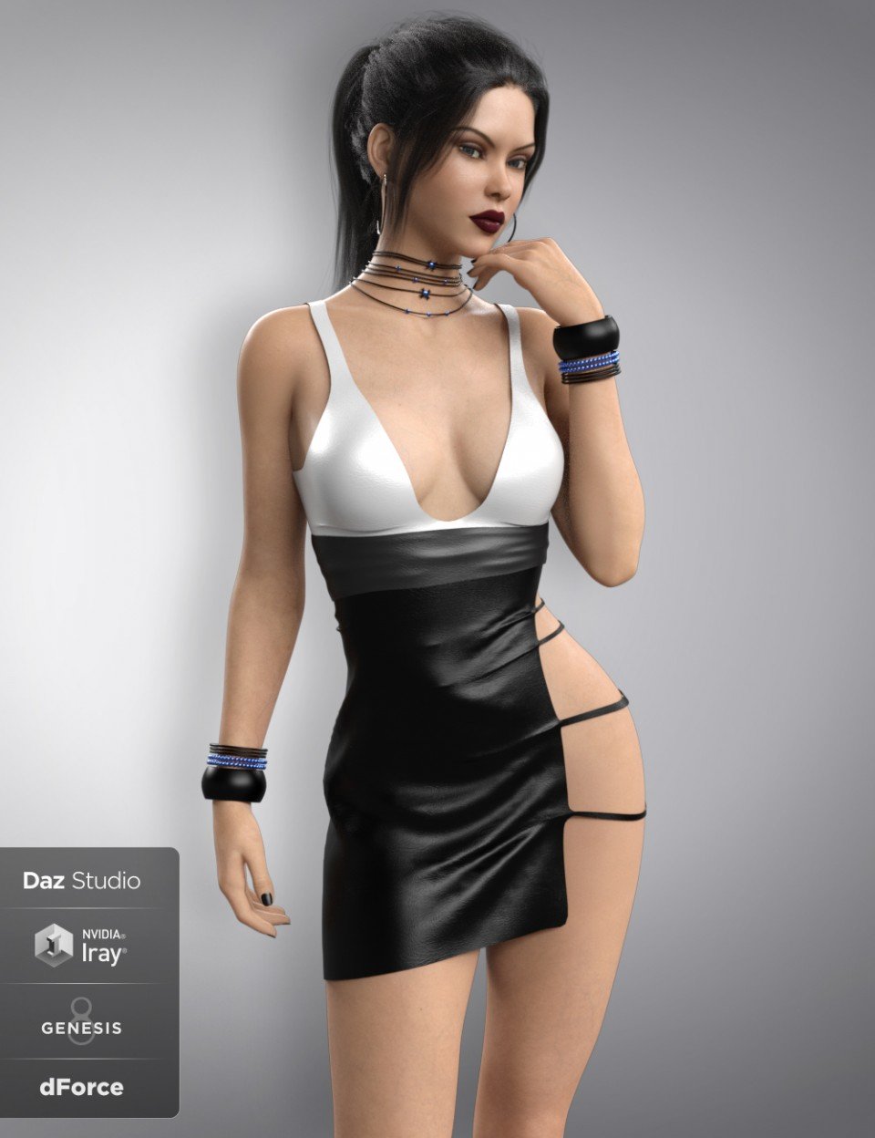dForce Sassy Girl Outfit for Genesis 8 Female(s)_DAZ3D下载站