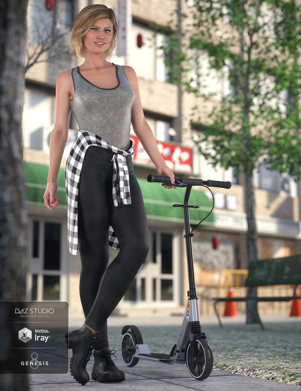 dForce Urban Casual Outfit for Genesis 8 Female(s)_DAZ3D下载站