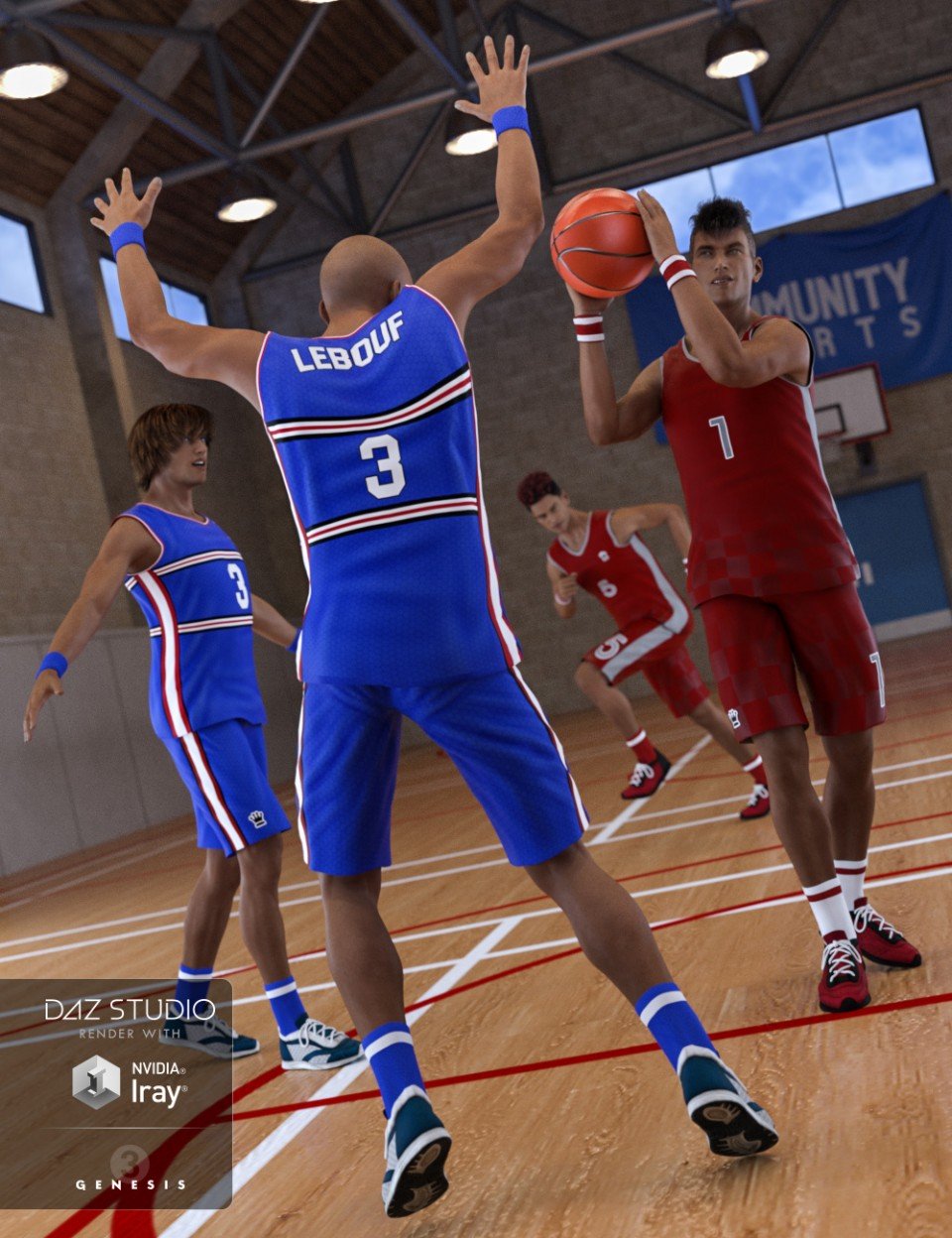 Basketball Poses for Genesis 3 Males_DAZ3D下载站