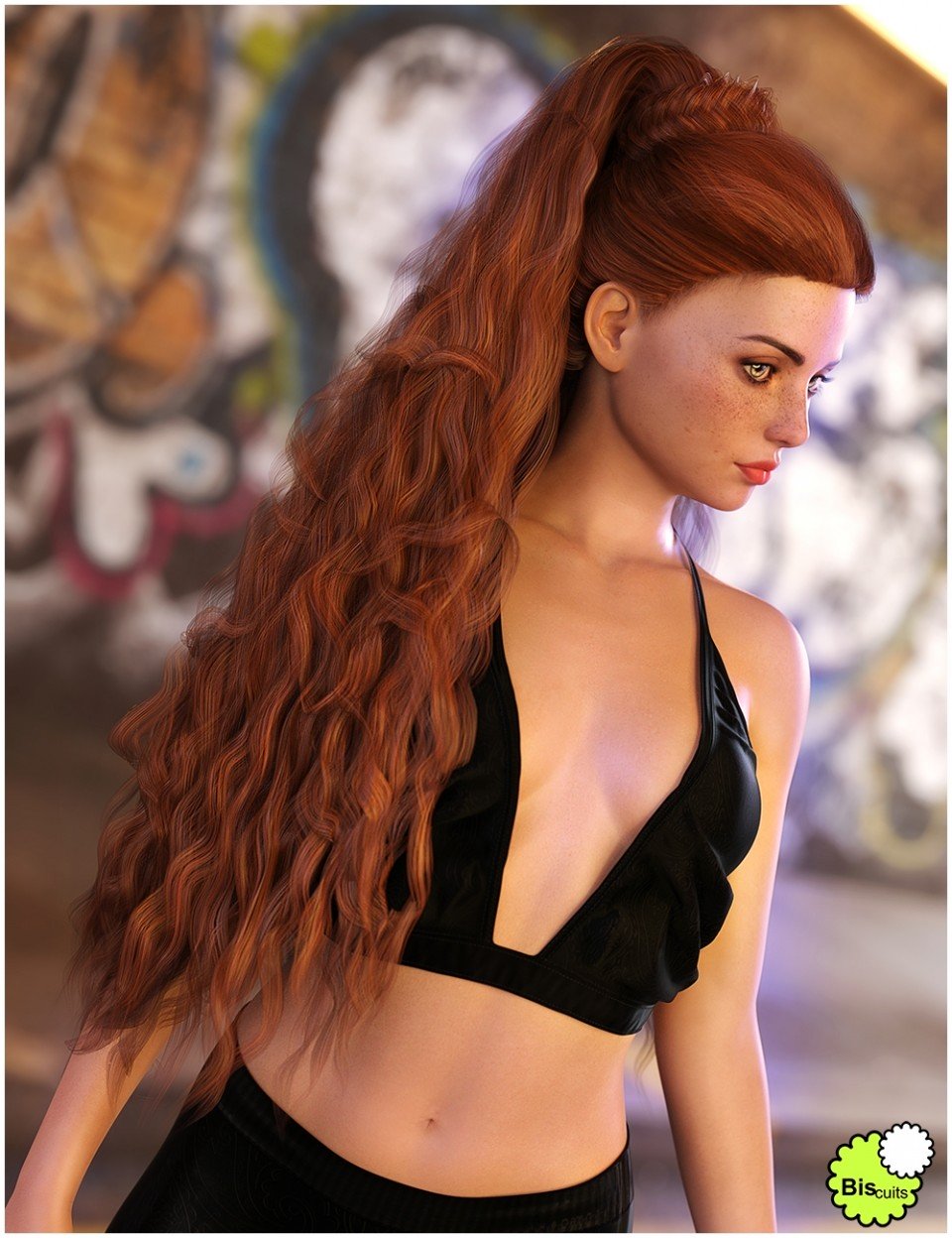 Biscuits Noa Hair with dForce for Genesis 8 Female_DAZ3D下载站