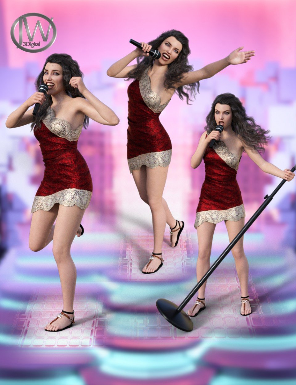 JW HD Microphone and Singing Poses for Genesis 8_DAZ3D下载站