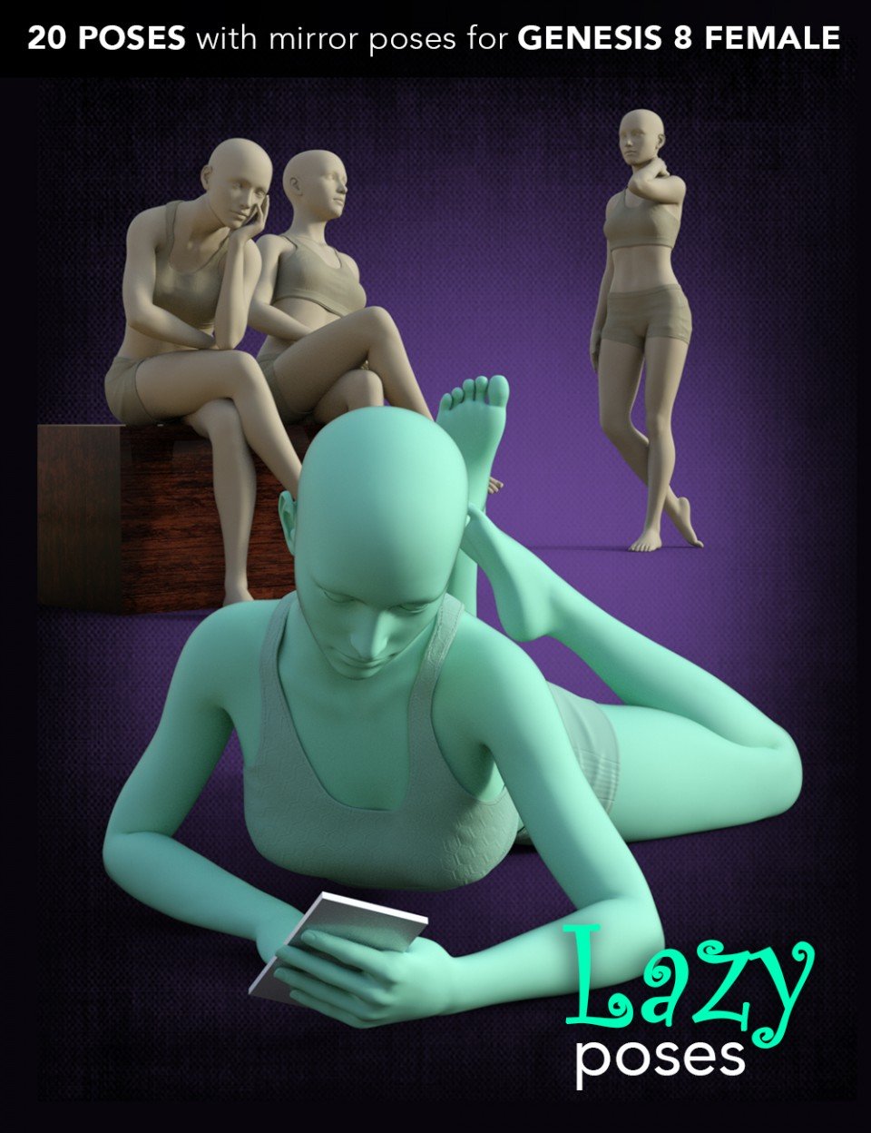 Lazy Poses for Genesis 8 Female_DAZ3D下载站