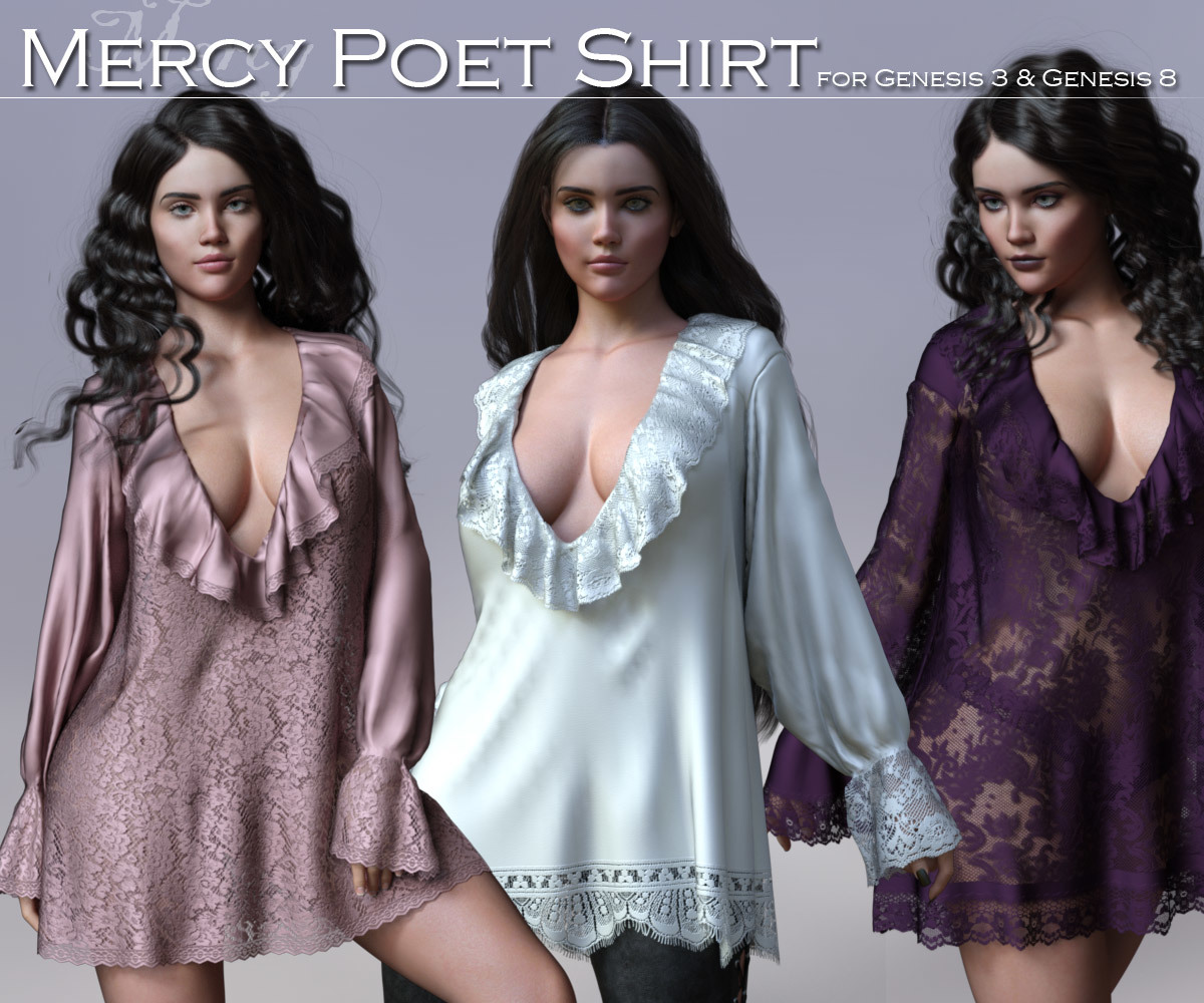 Mercy Poet Shirt for G3 and G8 Females_DAZ3D下载站