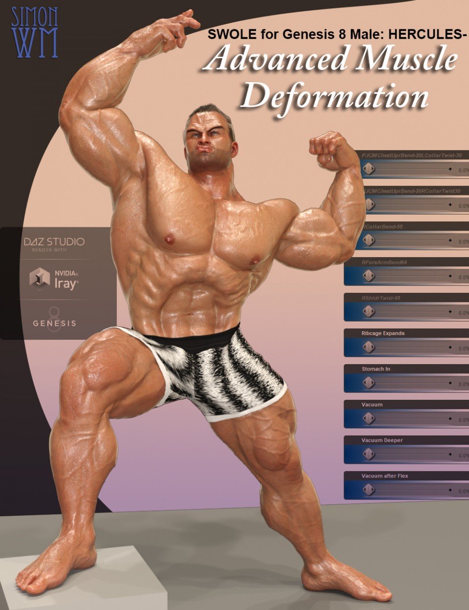 SWOLE for Genesis 8 Male: Hercules – Advanced Muscle Deformation_DAZ3D下载站