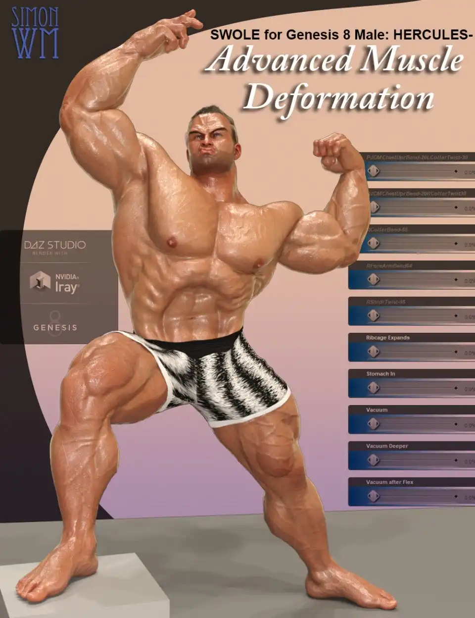 SWOLE for Genesis 8 Male: Hercules – Advanced Muscle Deformation_DAZ3DDL