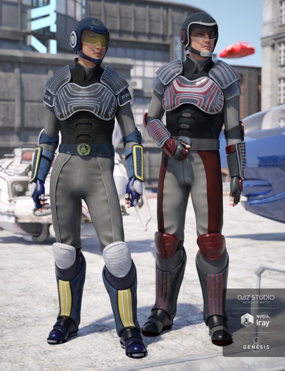 Sci-fi Police Officer Textures for Genesis 8 Male(s)_DAZ3D下载站