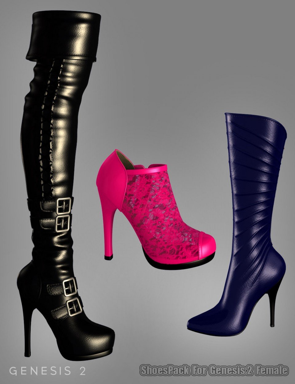 Shoe Pack For Genesis 2 Female(s)_DAZ3D下载站