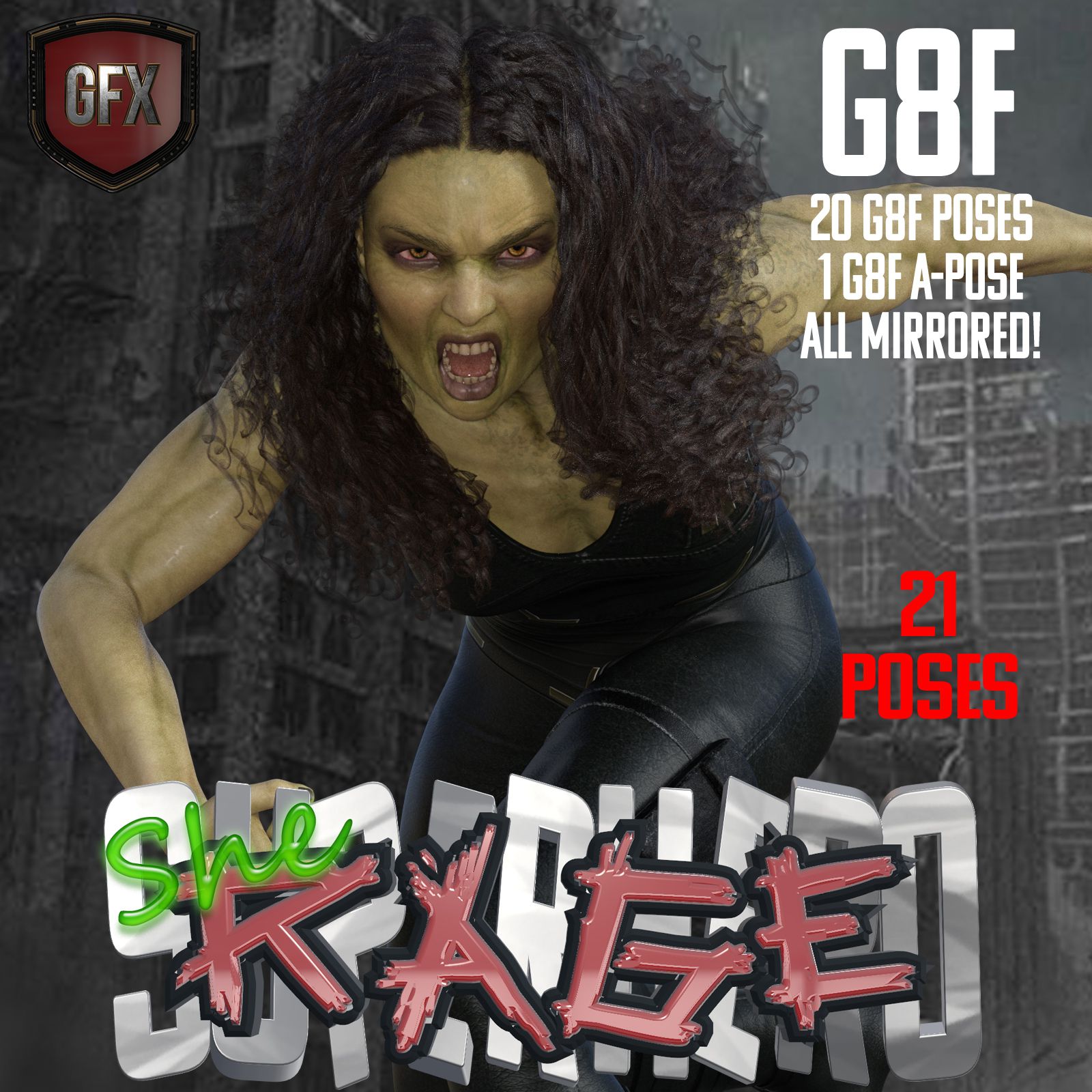 SuperHero She-Rage for G8F Volume 1_DAZ3D下载站