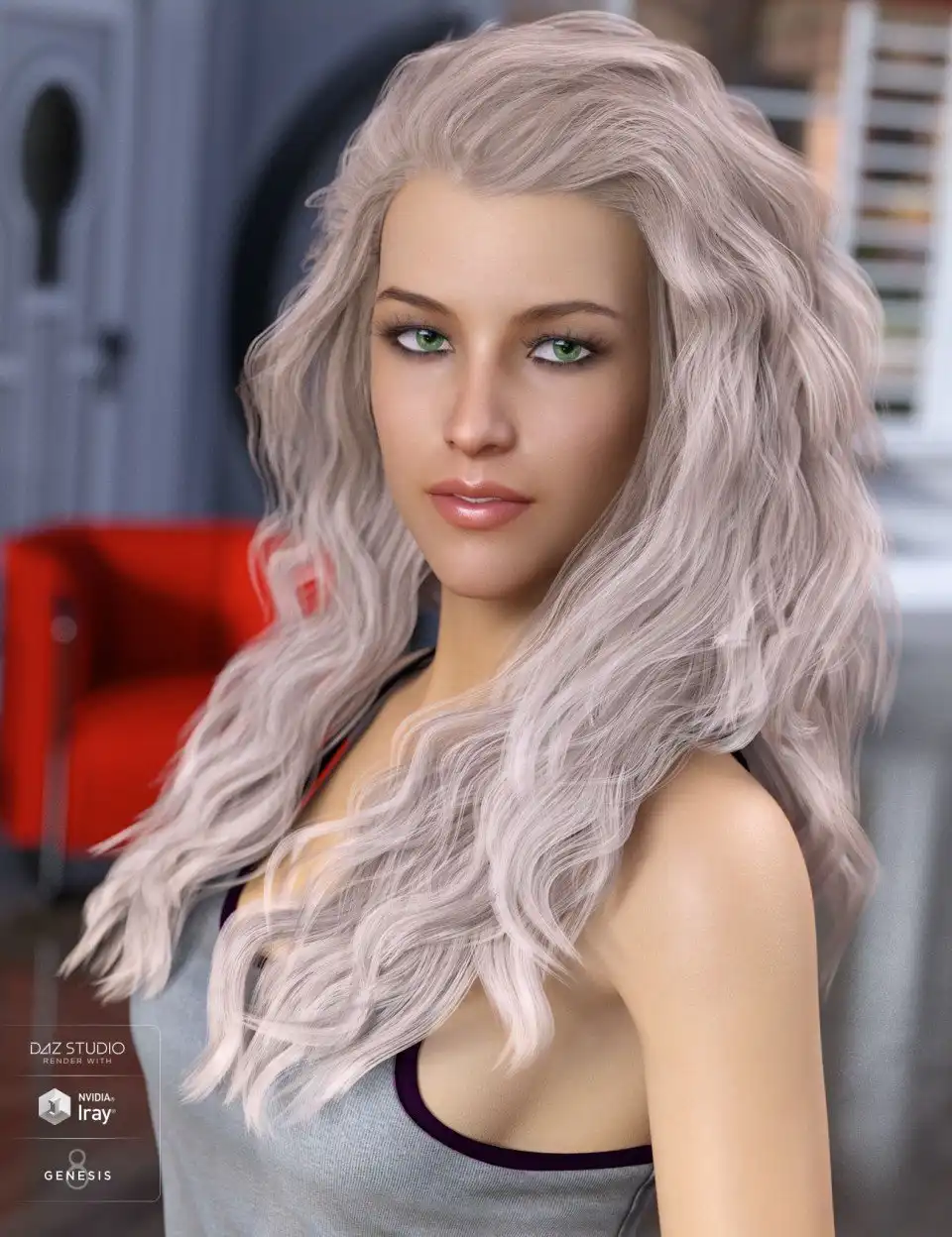Whitney Hair for Genesis 3 & 8 Female(s)_DAZ3D下载站