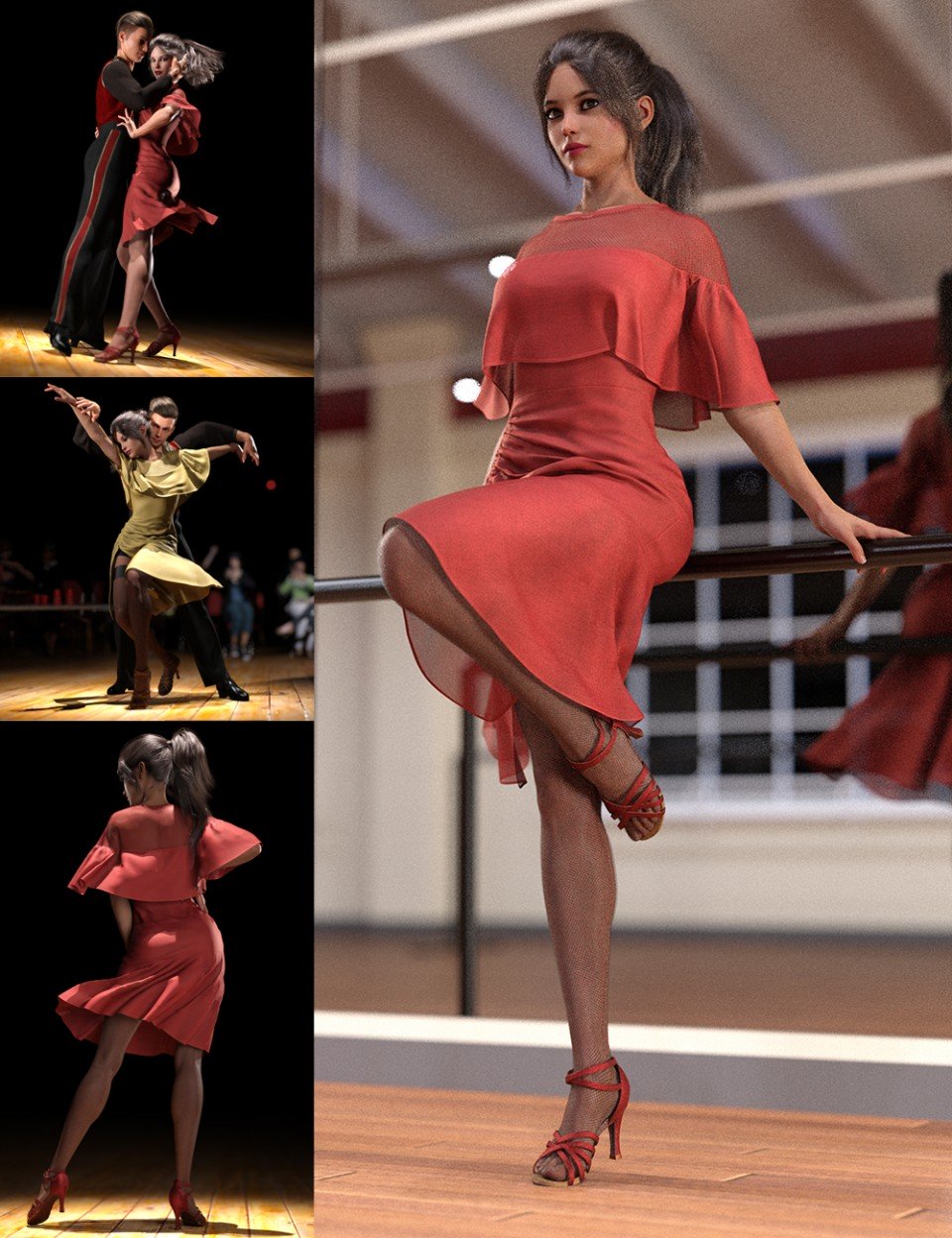 dForce Dancer Dress and Poses For Genesis 8_DAZ3D下载站