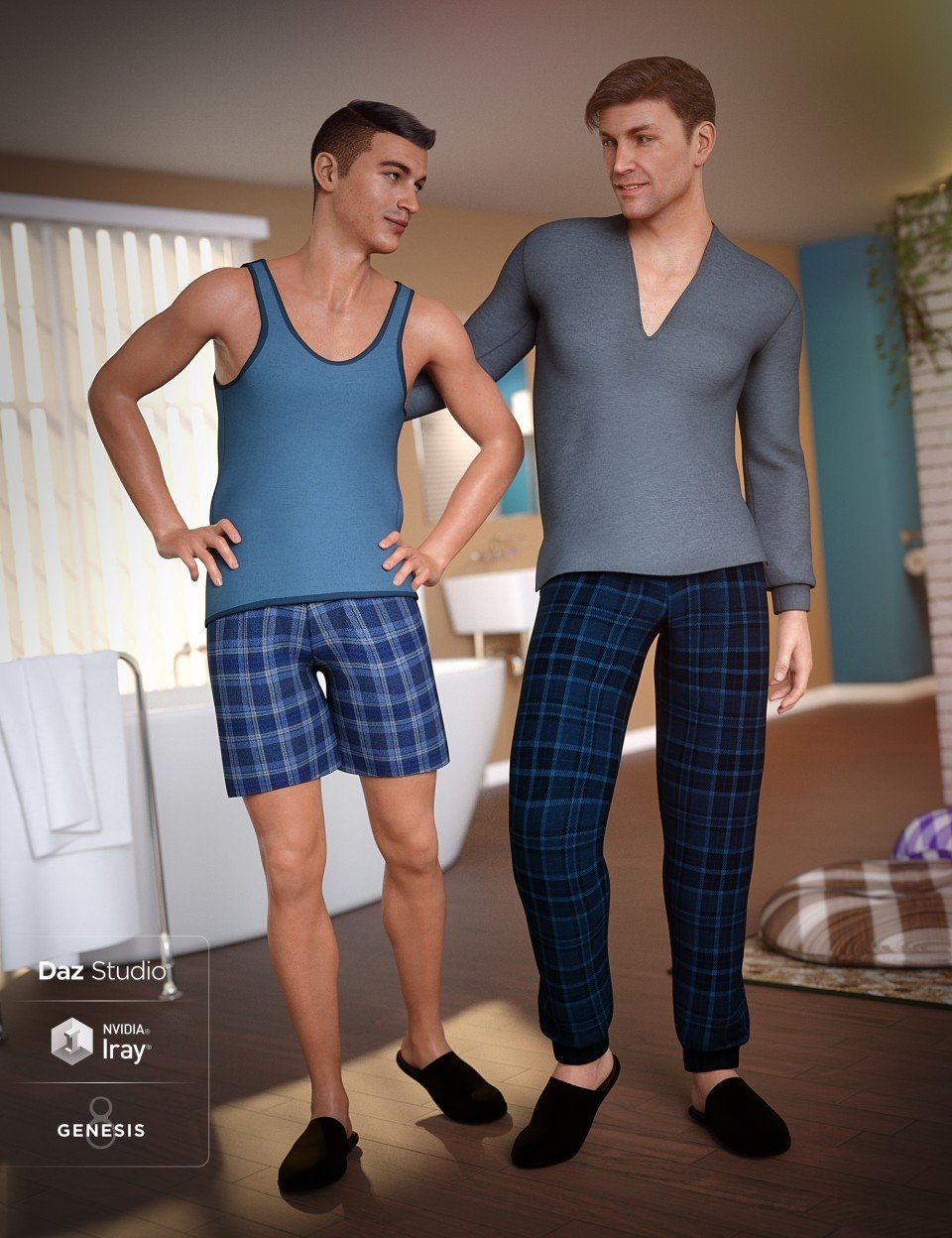 dForce Pajamas for Genesis 8 Male(s)_DAZ3D下载站