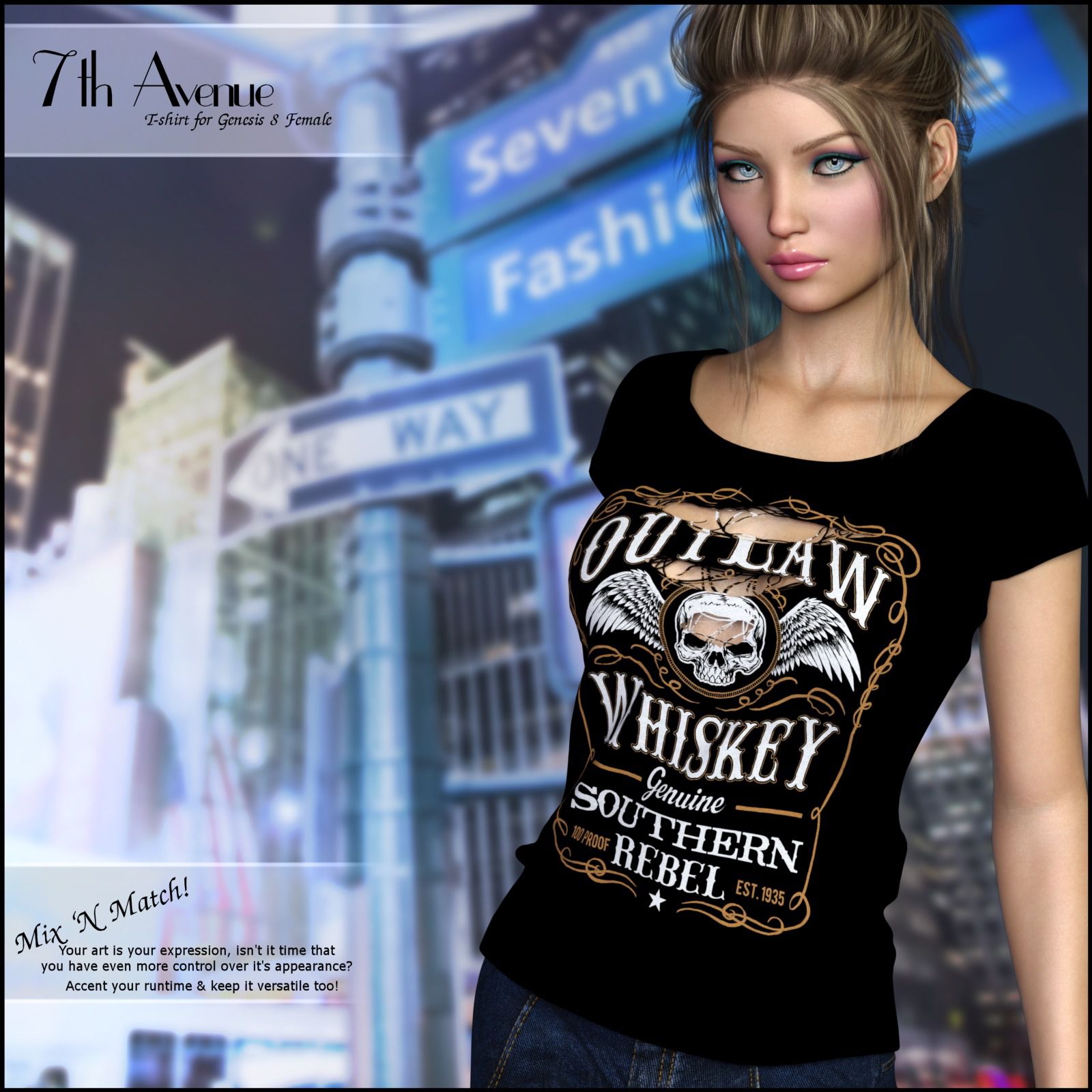 7th Ave: T-Shirt for Genesis 8 Females_DAZ3DDL